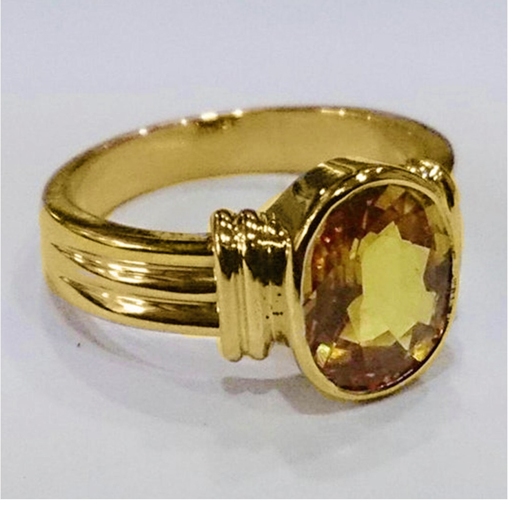 18 Kt  Yellow Gold Natural Certifified Yellow Sapphire Men'S Ring 7 Gm