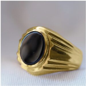 18 Kt   Yellow Gold Natural Certifified Onyx Signet Men'S Ring 7 Grams