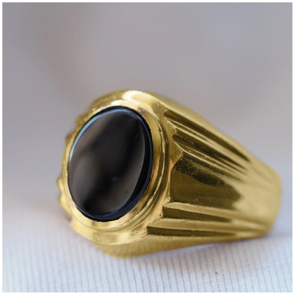 18 Kt Yellow Gold Natural Certifified Onyx Signet Men'S Ring 7 Grams - Image 4