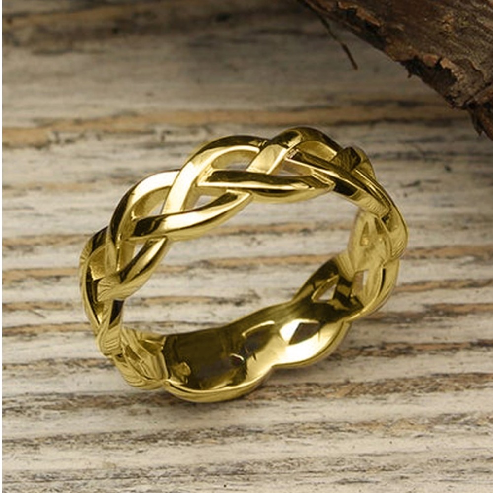 22 Kt Genuine  Yellow Gold Unisex Twisted Twine Braided Band Ring 6 Gm