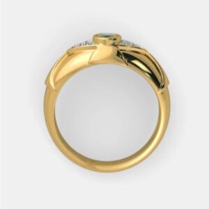 Fine Jewelry 18 Kt  Yellow Gold Green CZ Unisex Vintage Ring Size 8-11