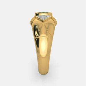 Fine Jewelry 18 Kt  Yellow Gold Green CZ Unisex Vintage Ring Size 8-11