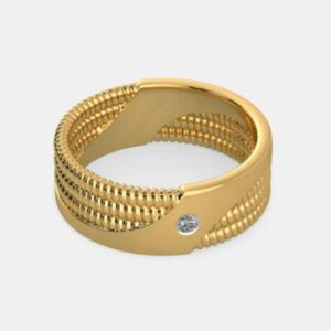 18 Kt  Yellow Gold Fine Jewelry CZ Unisex Wedding Band Ring Size 8-11