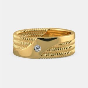 18 Kt  Yellow Gold Fine Jewelry CZ Unisex Wedding Band Ring Size 8-11