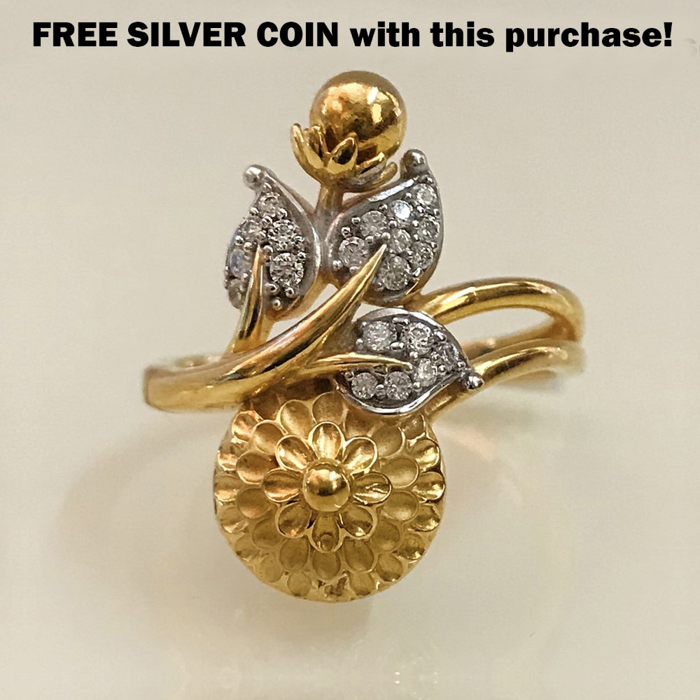22 Kt   Yellow Gold Engagement Wedding CZ Women'S Finger Ring 5.280 Gm