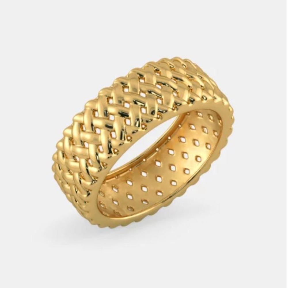 18 Kt  Yellow Gold Fine Jewelry Criss Cross Unisex Band Ring Size 8-11