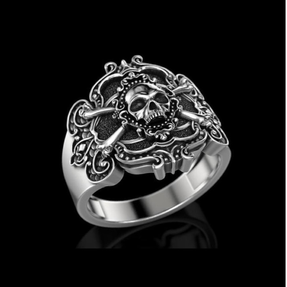 14 Kt Solid White Gold Fine Jewelry Skeleton Antique Ring Size 7-13