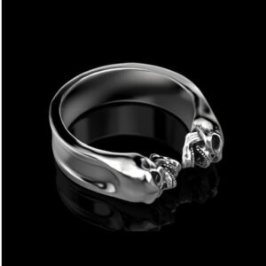 14 Kt Solid White Gold Fine Jewelry 2 Skeletons Antique Ring Size 7-12