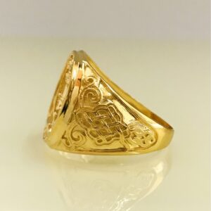 18 Kt Real Solid Yellow Gold St. George Fighting Dragon Ring Size 8-12