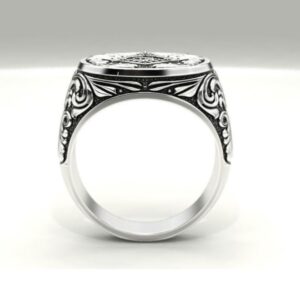 14 Kt  White Gold Fine Jewelry Vintage G Antique Men'S Ring Size 8-11