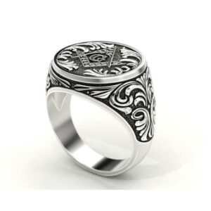 14 Kt  White Gold Fine Jewelry Vintage G Antique Men'S Ring Size 8-11