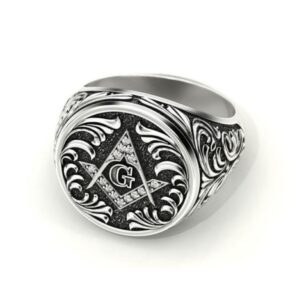 14 Kt  White Gold Fine Jewelry Vintage G Antique Men'S Ring Size 8-11