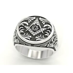 14 Kt  White Gold Fine Jewelry Vintage G Antique Men'S Ring Size 8-11