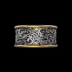 14 Kt  White & Yellow Gold Fine Jewelry Vintage Band Ring Size 8-12