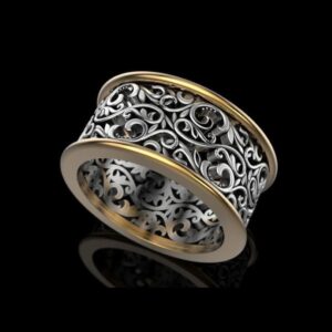 14 Kt  White & Yellow Gold Fine Jewelry Vintage Band Ring Size 8-12