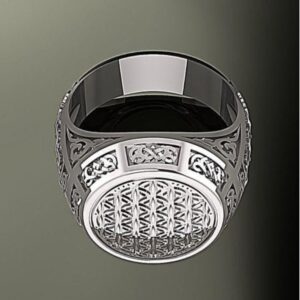 14 Kt  White Gold Fine Jewelry Vintage Antique Men'S Ring Size 8-12