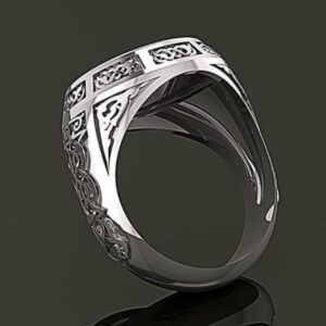 14 Kt  White Gold Fine Jewelry Vintage Antique Men'S Ring Size 8-12