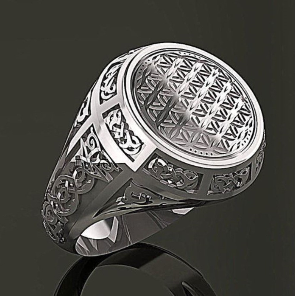14 Kt  White Gold Fine Jewelry Vintage Antique Men'S Ring Size 8-12