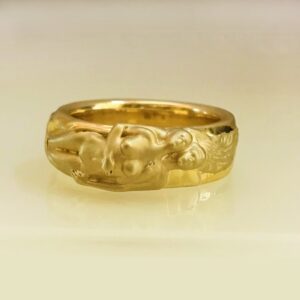 Fine Jewelry 18 Kt Hallmark  Yellow Gold Adam & Eve Band Ring Size 6-9