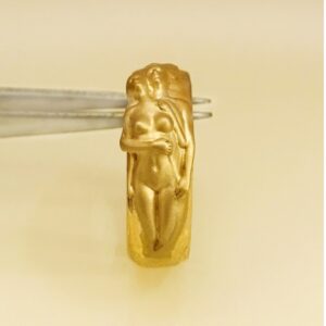 Fine Jewelry 18 Kt Hallmark  Yellow Gold Adam & Eve Band Ring Size 6-9
