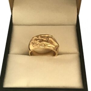 Fine Jewelry 18 Kt Hallmark  Yellow Gold Adam & Eve Band Ring Size 6-9