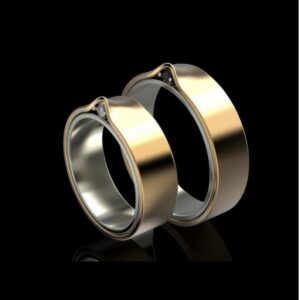 14Kt Yellow Gold CZ & Onyx Stones His & Her Wedding Couple Band Rings