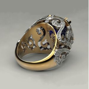 Fine Jewelry 14 Kt   Yellow Gold Blue CZ Men'S Vintage Ring Size 10,11