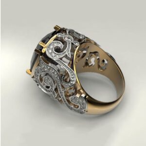 Fine Jewelry 14 Kt   Yellow Gold Blue CZ Men'S Vintage Ring Size 10,11