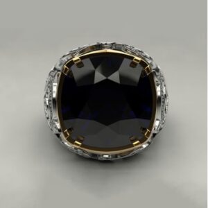 Fine Jewelry 14 Kt   Yellow Gold Blue CZ Men'S Vintage Ring Size 10,11