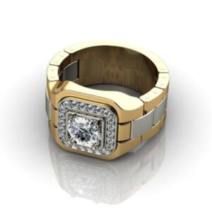 Fine Jewelry 18 Kt   Yellow Gold CZ Men'S Statement Ring Size 9-11