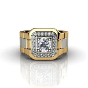 Fine Jewelry 18 Kt   Yellow Gold CZ Men'S Statement Ring Size 9-11