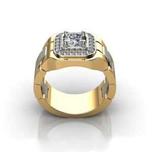 Fine Jewelry 18 Kt   Yellow Gold CZ Men'S Statement Ring Size 9-11