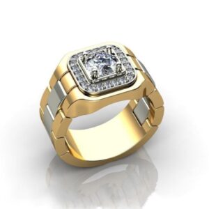 Fine Jewelry 18 Kt   Yellow Gold CZ Men'S Statement Ring Size 9-11
