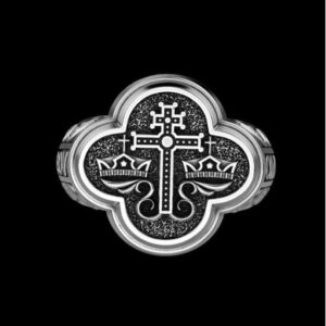 Fine Jewelry 14 Kt White Gold Jesus Cross Antique Men'S Ring Size 9-11