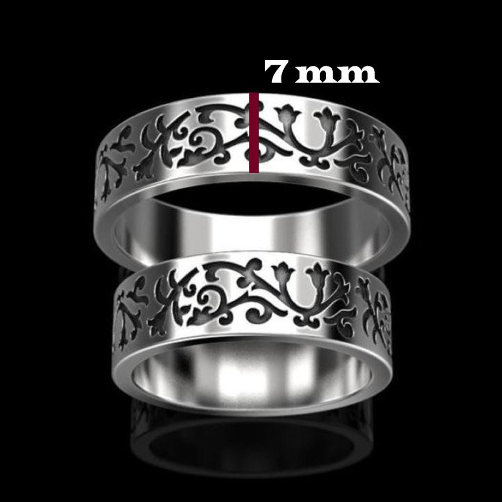 14Kt White Gold His Her Matching Couple Promise Wedding 2 Pc Band Set - Image 3