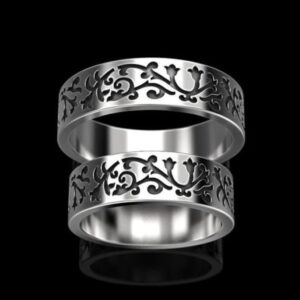14Kt White Gold His Her Matching Couple Promise Wedding 2 Pc Band Set