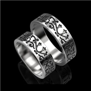 14Kt White Gold His Her Matching Couple Promise Wedding 2 Pc Band Set