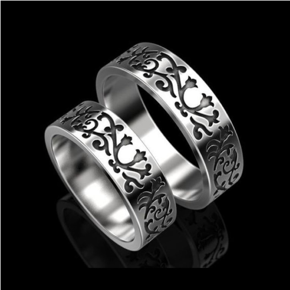 14Kt White Gold His Her Matching Couple Promise Wedding 2 Pc Band Set
