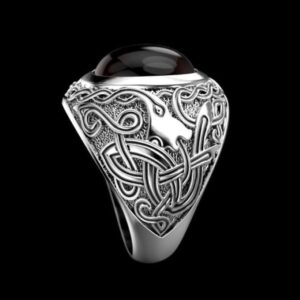 Fine Jewelry 14Kt White Gold Natural Ruby Men'S Vintage Ring Size 9-11
