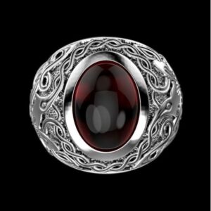 Fine Jewelry 14Kt White Gold Natural Ruby Men'S Vintage Ring Size 9-11