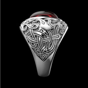 Fine Jewelry 14Kt White Gold Natural Ruby Men'S Vintage Ring Size 9-11