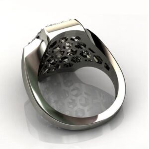 Fine Jewelry 14 Kt   White Gold Cubic Zirconia Men'S Ring Size 9-11