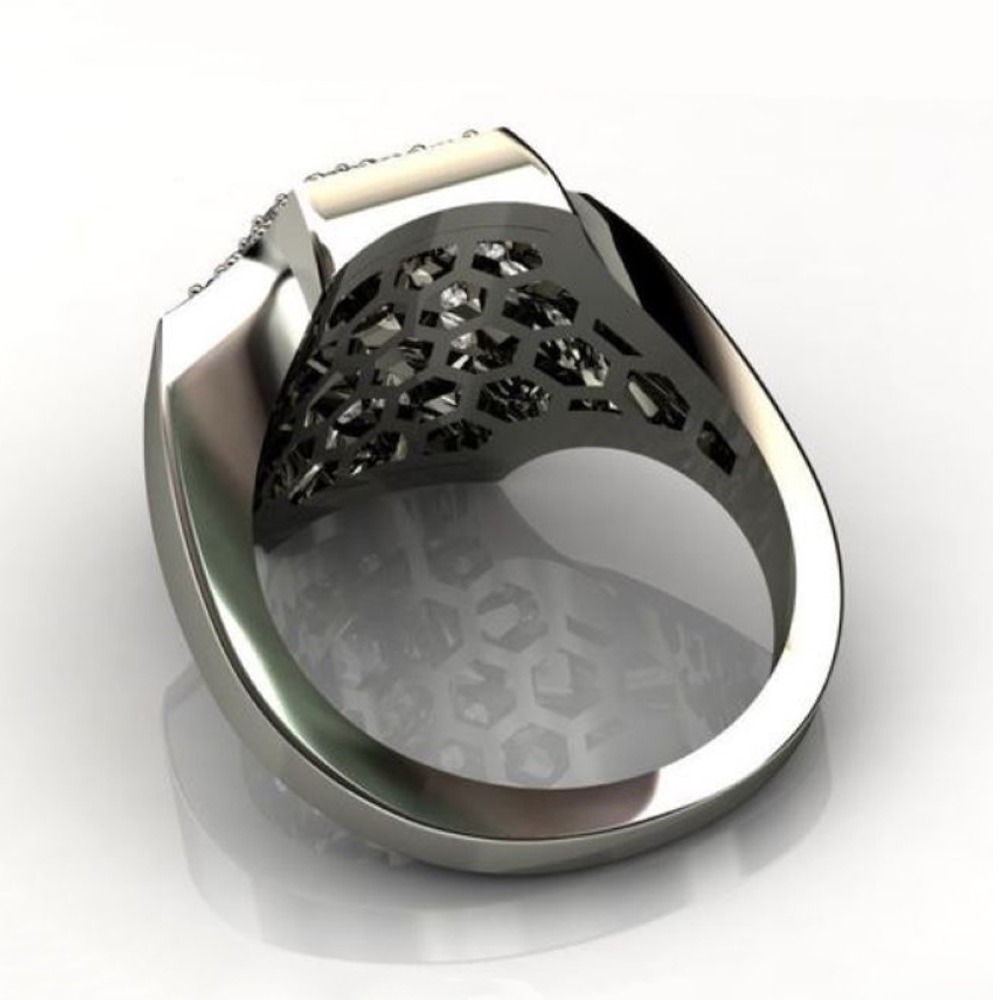 Fine Jewelry 14 Kt White Gold Cubic Zirconia Men'S Ring Size 9-11 - Image 4