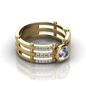 Fine Jewelry 18 Kt  Solid Yellow Gold CZ Gemstone Unisex Ring Size 6-9