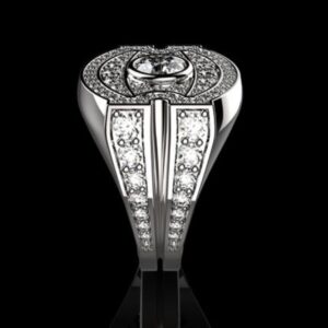 Fine Jewelry 14 Kt   White Gold Cubic Zirconia Men'S Ring Size 9-11