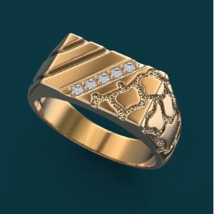 Fine Jewelry 18 Kt   Yellow Gold CZ Men'S Engagement Ring Size 9-11