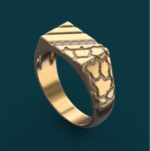 Fine Jewelry 18 Kt   Yellow Gold CZ Men'S Engagement Ring Size 9-11