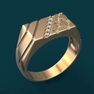 Fine Jewelry 18 Kt   Yellow Gold CZ Men'S Engagement Ring Size 9-11