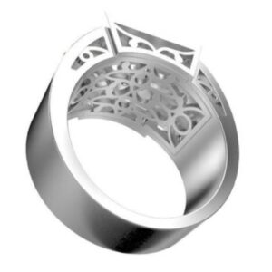 Fine Jewelry 14 Kt   White Gold Cubic Zirconia Men'S Ring Size 9-11