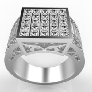 Fine Jewelry 14 Kt   White Gold Cubic Zirconia Men'S Ring Size 9-11